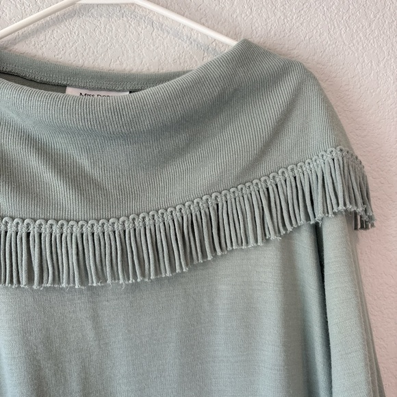 Pale Green Fringe Detail Women's Top XL - Picture 3 of 4